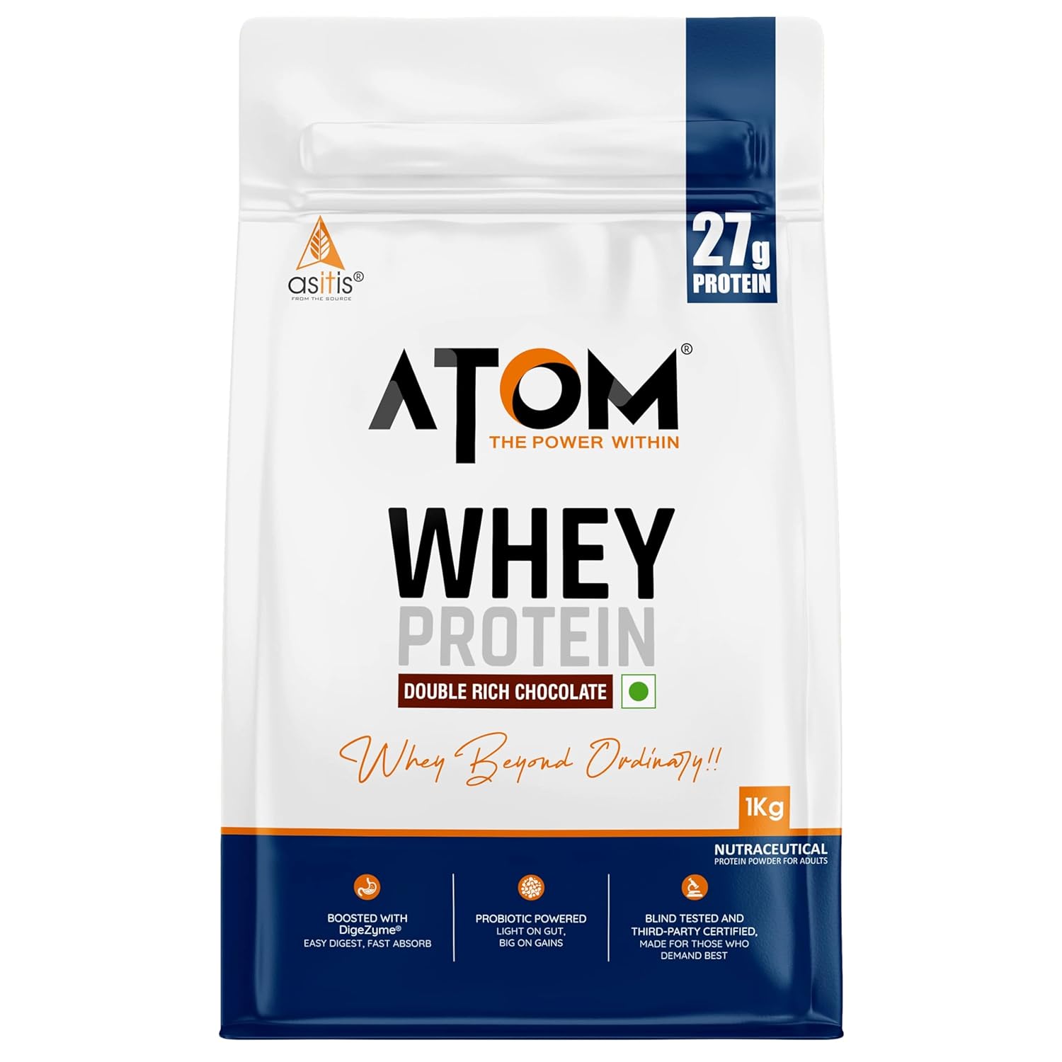 AS-IT-IS Nutrition ATOM Whey Protein 1kg | 27g protein