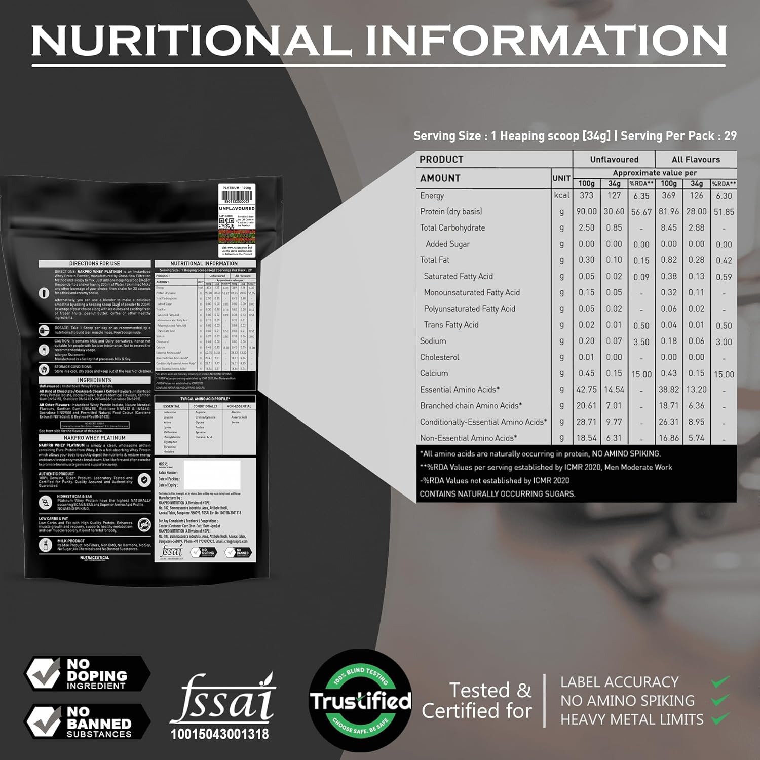 NAKPRO Platinum Whey Protein Isolate 1kg